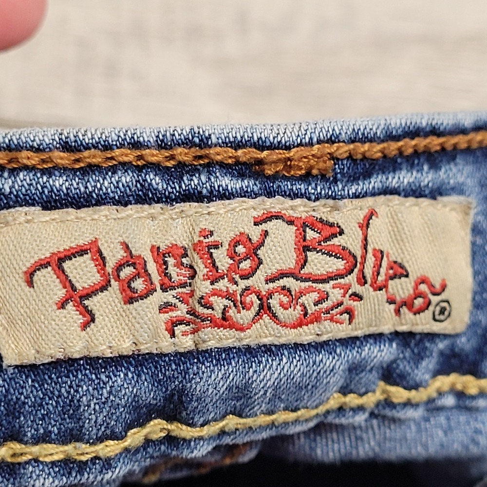 👖Paris Blues Jeans Womens 5 Medium Wash Flare Stretch Low Rise Y2K 90's Boho - Picture 8 of 16